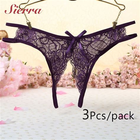 PCS Sexy Lace Panty For Women Crotchless Hollow Transparent Underwear Thong G String For Hot