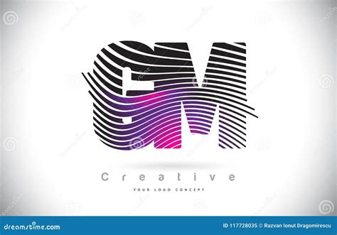 GM G M Zebra Texture Letter Logo Design With Creative Lines And Stock