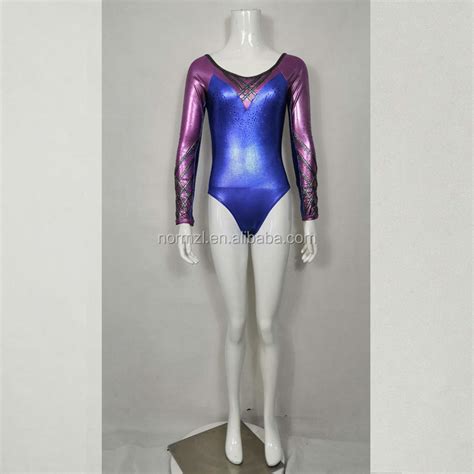 Custom Shiny Spandex Long Sleeve Training Gymnastics Leotards For Girls