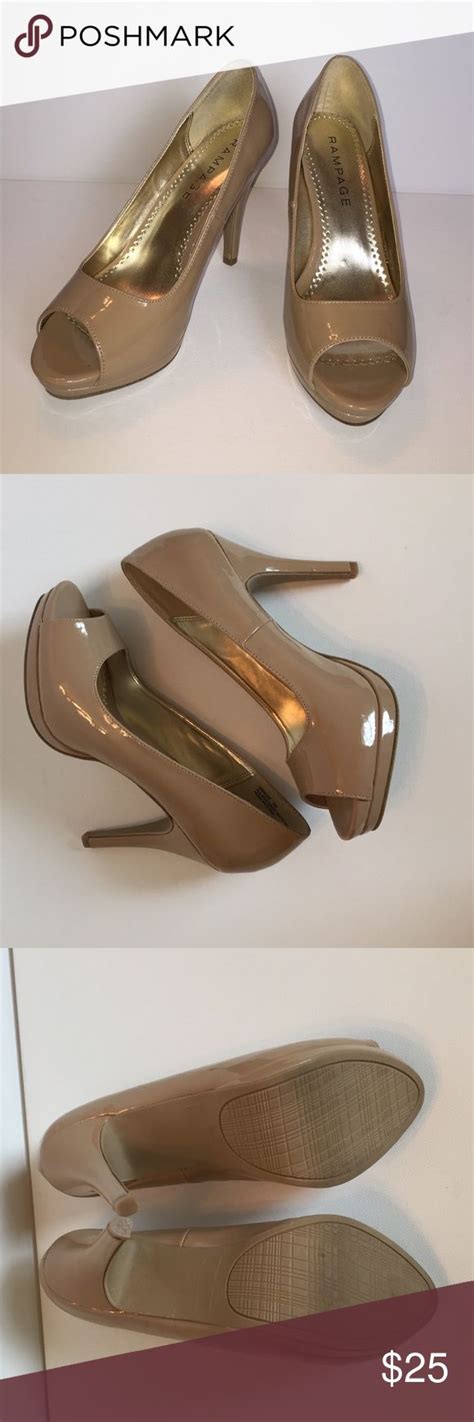 Rampage Nude Open Toe Platform Heels