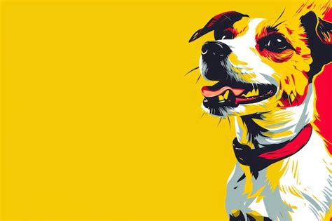 Premium Photo | A painting of a dog on a yellow background