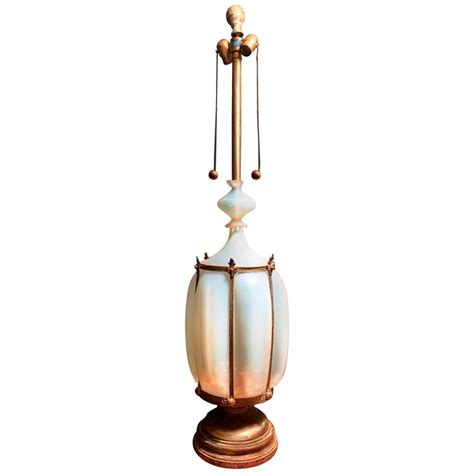 Murano Opaline Caged Art Glass Monumental Table Floor Lamp Regency For Sale At 1stdibs