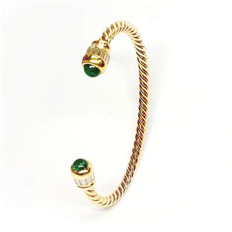 18ct Gold Emerald And Diamond Bangle Ba00001 City Of London Jewellers