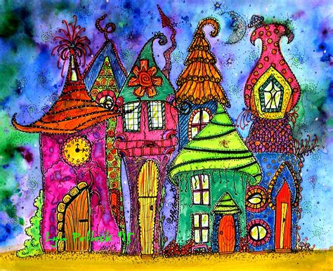 Whimsical Fairy Houses Artist: Lyn Pollock 'Hands of Energy' Coloured ... 