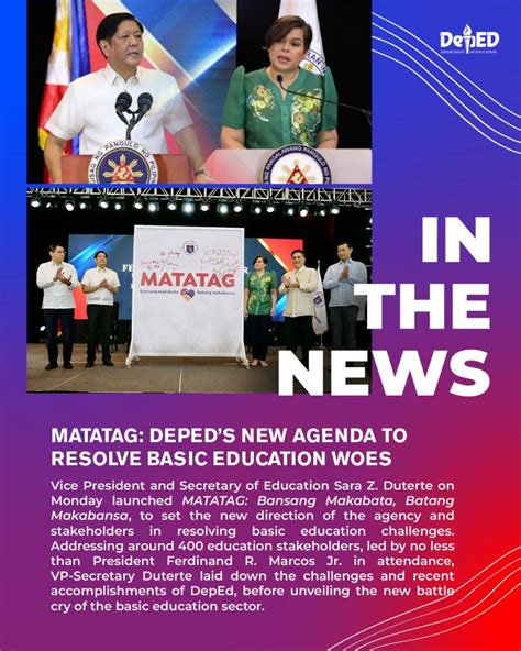 Matatag Depeds New Agenda To Resolve Basic Education Woes Deped