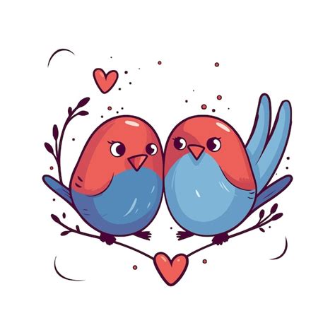 Vector valentine bonitos pássaros de amor ilustração de casal Vetor