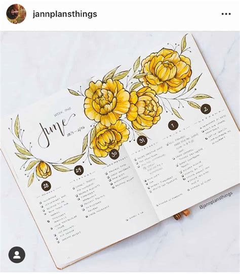 18 Minimalist Flower Bullet Journal Designs Angela Giles