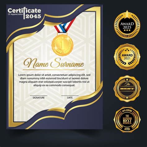 Blue and gold color certificate template design. Certificate of ...