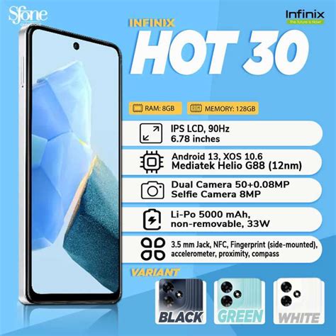 Jual Infinix Hot 30 Nfc 8 128 Ram 8gb Internal 128gb Garansi Resmi Infinix White Di Seller