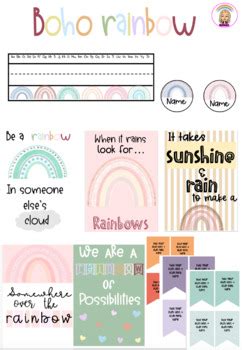 Boho Rainbow Posters Name Tags Labels Banner Editable By Mskinder