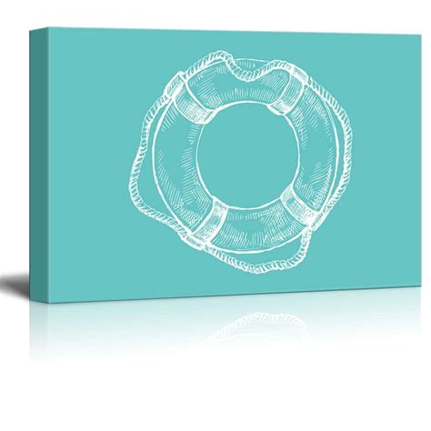 Wall26 Canvas Wll Art Life Ring Buoy On Teal Background Giclee