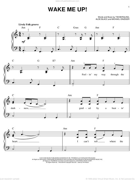 Avicii Wake Me Up Sheet Music For Piano Solo Pdf Interactive