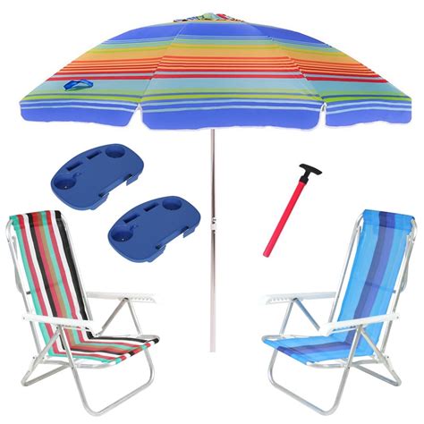 Kit Praia Cadeira Pos Alum Nio Guarda Sol M Rainbow Mesa