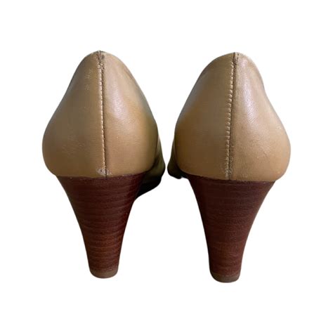 Tory Burch Nude Leather Sally Peep Toe Wedges Size Shaikha S Luxury Closet