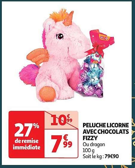 Promo Peluche Licorne Avec Chocolats Fizzy Chez Auchan ICatalogue Fr