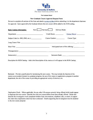 Fillable Online Grad Buffalo New Graduate Course Approval Request Form