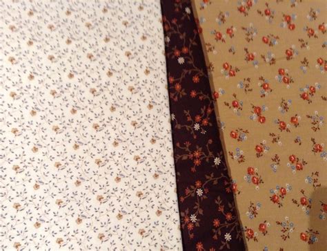 Vintage Calico Fabric Bundle Of Three Fabrics Brown 3 3 Yards Total