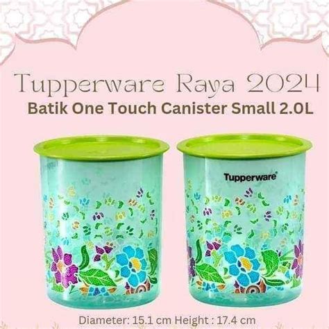 Tupperware Batik One Touch 2L CleanKeep One Touch Canister Scoop Dobi