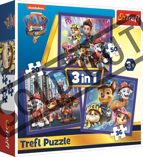 TREFL Puzzle Tlapková patrola Připraveni do akce 3v1 20 36 50 dílků