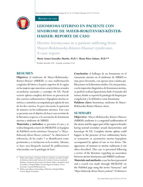 Pdf Uterine Leiomyoma In A Patient Suffering From Mayer Rokitansky