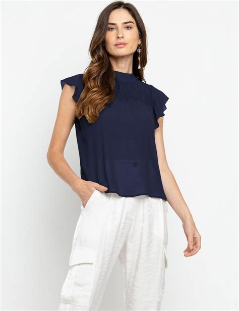 Blusa Franzida Frontal Azul Marinho Elora