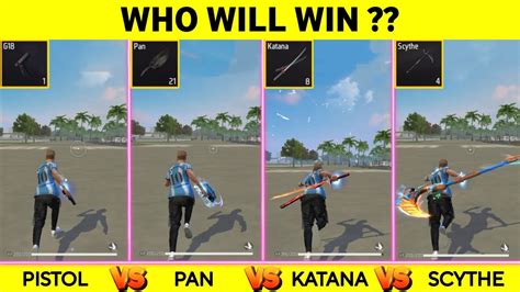 Pistol Vs Pan Vs Katana Vs Scythe Running Speed Test Garena Free Fire