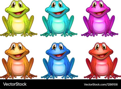 Six Different Colors Frogs Royalty Free Vector Image