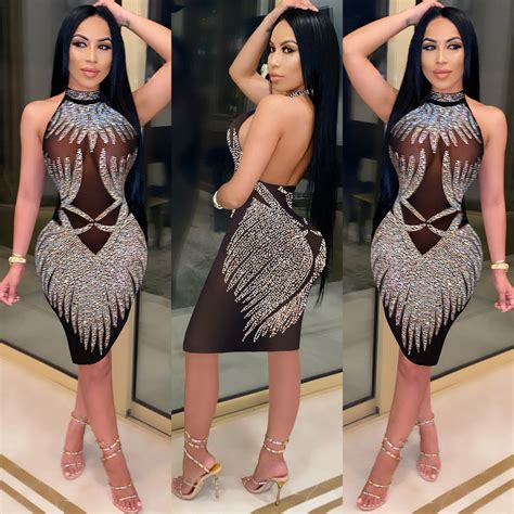 Dear Fashion Wholesale Sexy Hot Drilling Halter Night Club Dresses BY DF Dear