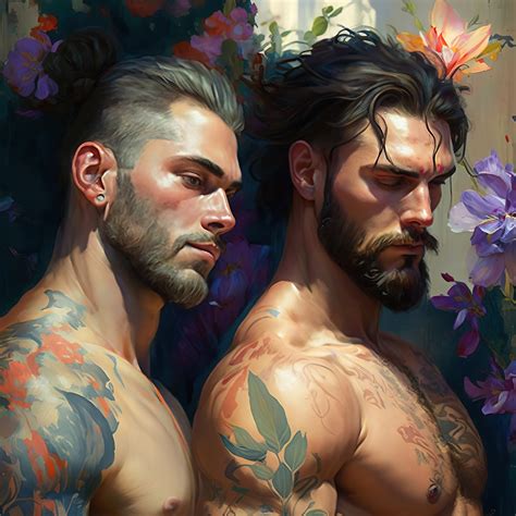 Male Gay Couple Digital Art Ai Generated Realistic Art Oil Etsy