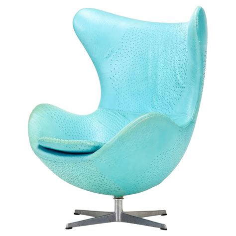 Arne Jacobsen Egg Chair Robin Egg Blue Ostrich Leather Fritz Hansen