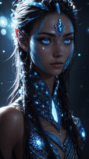 Premium Ai Image Beautiful Elf Warrior In Blue Lightning With