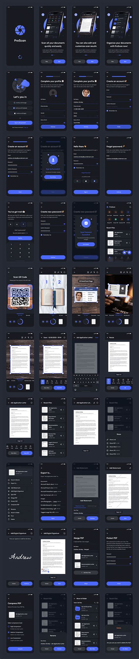 ProScan Document PDF Scanner App UI Kit Behance