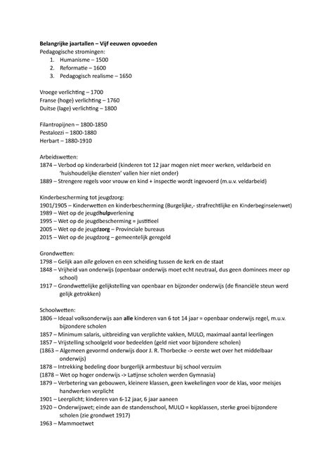 Belangrijke Jaartallen Geschiedenis Van Opvoeding En Onderwijs