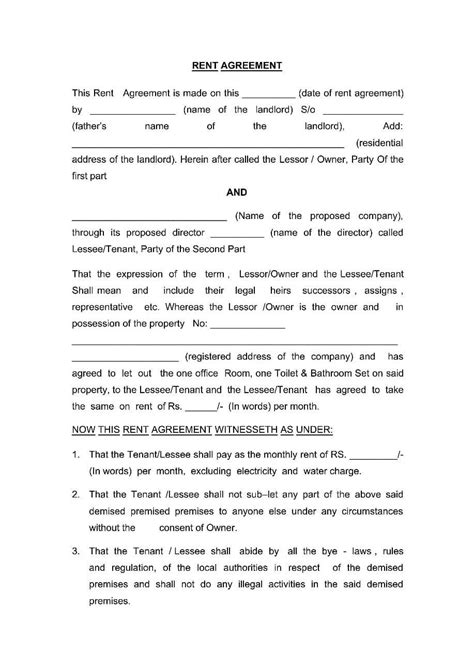 15 Types Of Rental And Lease Rental Agreement Template Pdf Free Wps