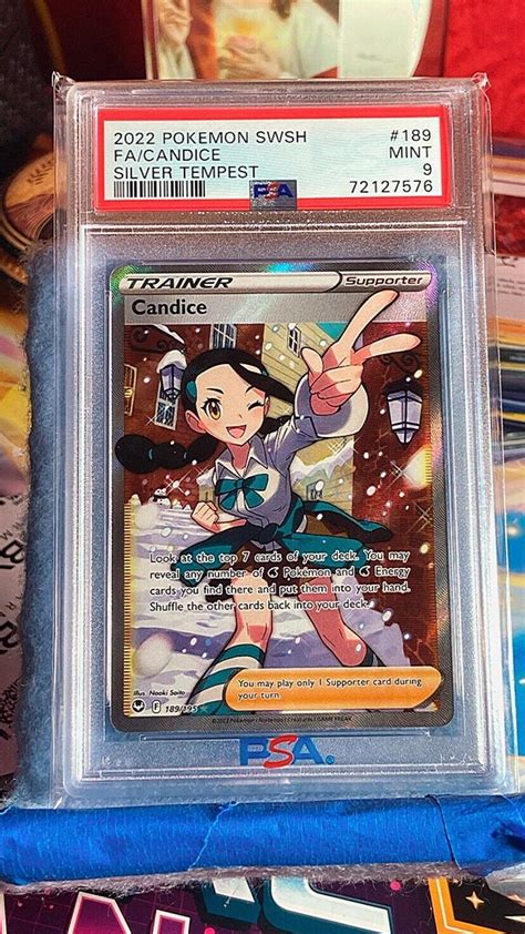 PSA 9 Mint 2022 Pokemon Silver Tempest 189 Candice Full Art Values MAVIN