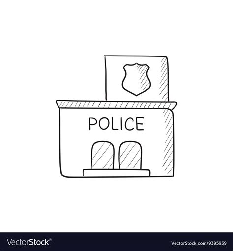 Police station sketch icon Royalty Free Vector Image