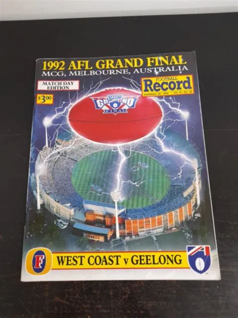 1992 Afl Grand Final Football Record West Coast Vs Geelong 10 00