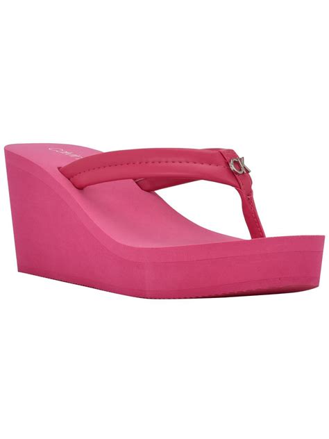 Buy Calvin Klein Robyn Thong Logo Wedge Sandals Pink At 14 Off