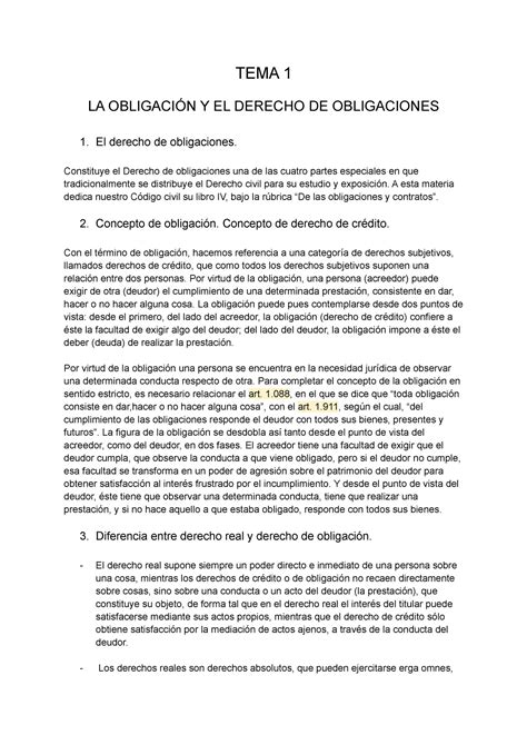 Tema 1 Obligaciones Y Contratos Tema 1 La ObligaciÓn Y El Derecho De Obligaciones 1 El