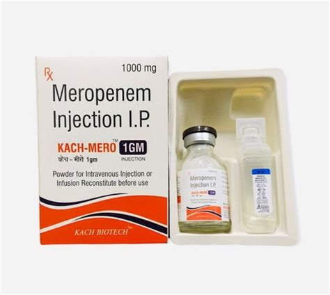 KACH MERO 1g Meropenem Injection Packaging Size 10 5mm X 80mm X 40mm