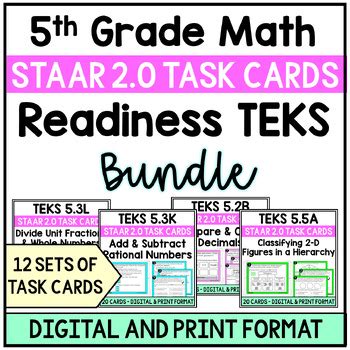 Th Grade Math Teks Readiness Teks Staar Task Cards Bundle Tpt