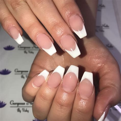 Short Coffin Acrylic French Nails Tips Color Short Acrylic Nails