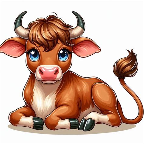 Cute Cattle Vector Cartoon Illustration White Background Premium AI