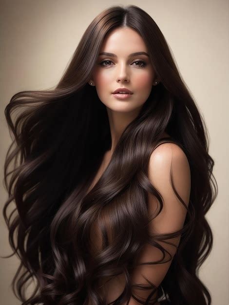 Premium Ai Image A Brunette Woman With Long Shiny Hair