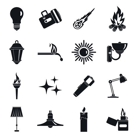 Light Source Symbols Icons Set Simple Style 8904673 Vector Art At Vecteezy