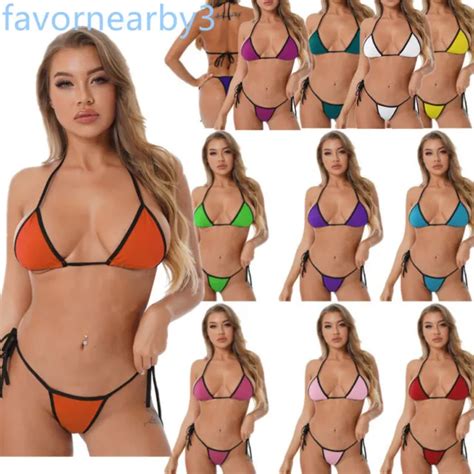 SEXY WOMEN SWIMWEAR Micro Mini Bikini Lady G String Thong Bra Lingerie