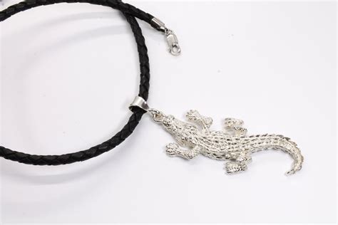 Giant Size Alligator Necklace In Real 925 Sterling Silver For Etsy