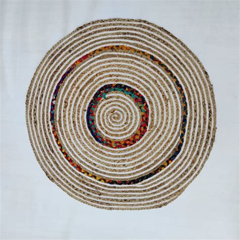 Hand Weave Brown Round Chindi Jute Rug At Rs 50 Sq Ft In Panipat ID