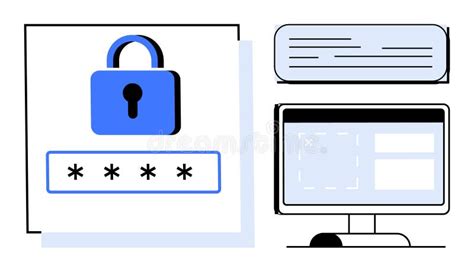 Digital Security Concept With Lock Icon Password Field And Computer Interface Stock Vector