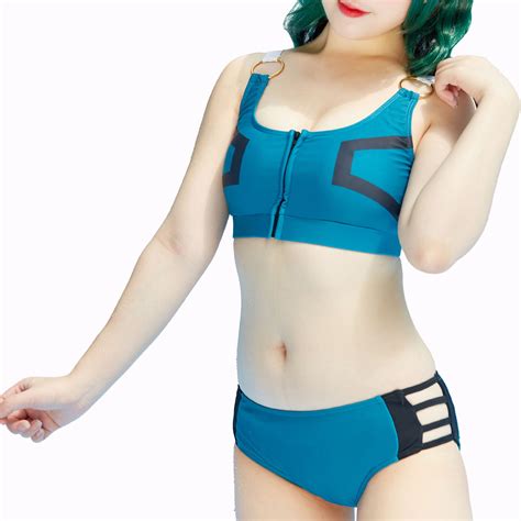 Women Two Piece Spliced Bikini Set Split Anime Swimsuit Beach Bathing Suit Swimwear Outfit